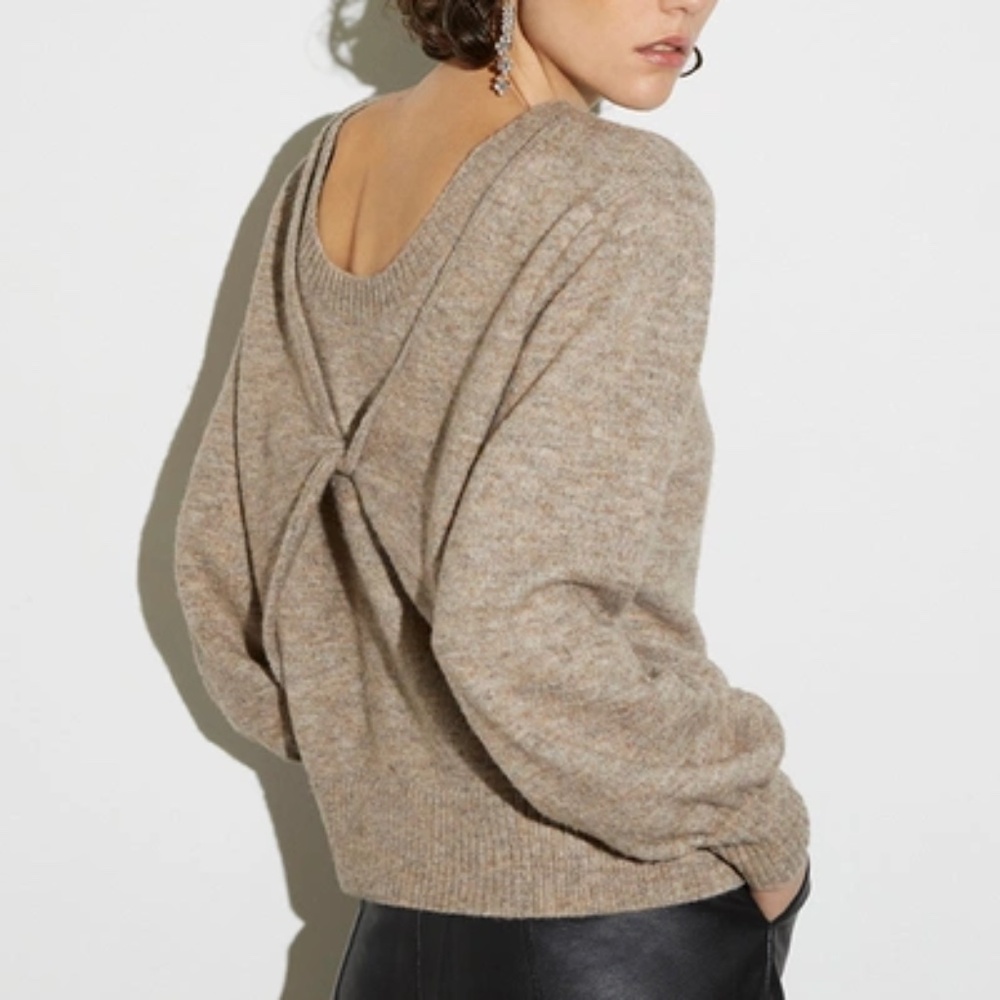 NWT French Connection Kezia Twist Layer sweater Taupe wool blend - size M - Picture 1 of 6